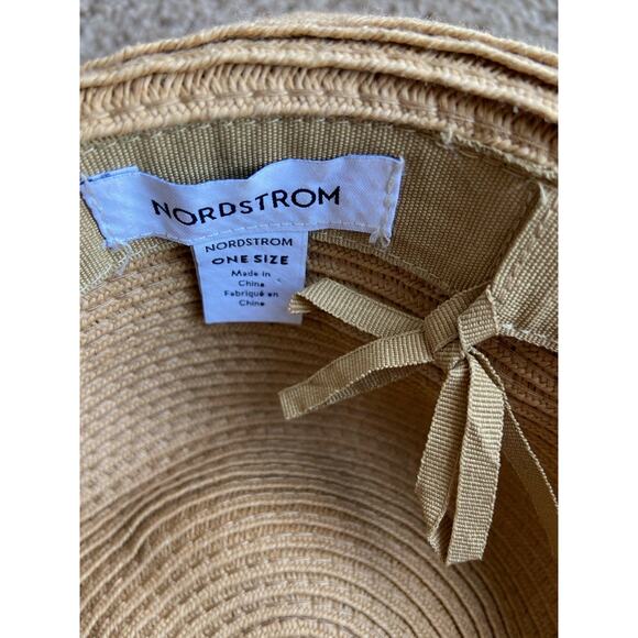 Nordstrom Sun Hat Floppy Straw Woven Round Black Lace OS main image 4